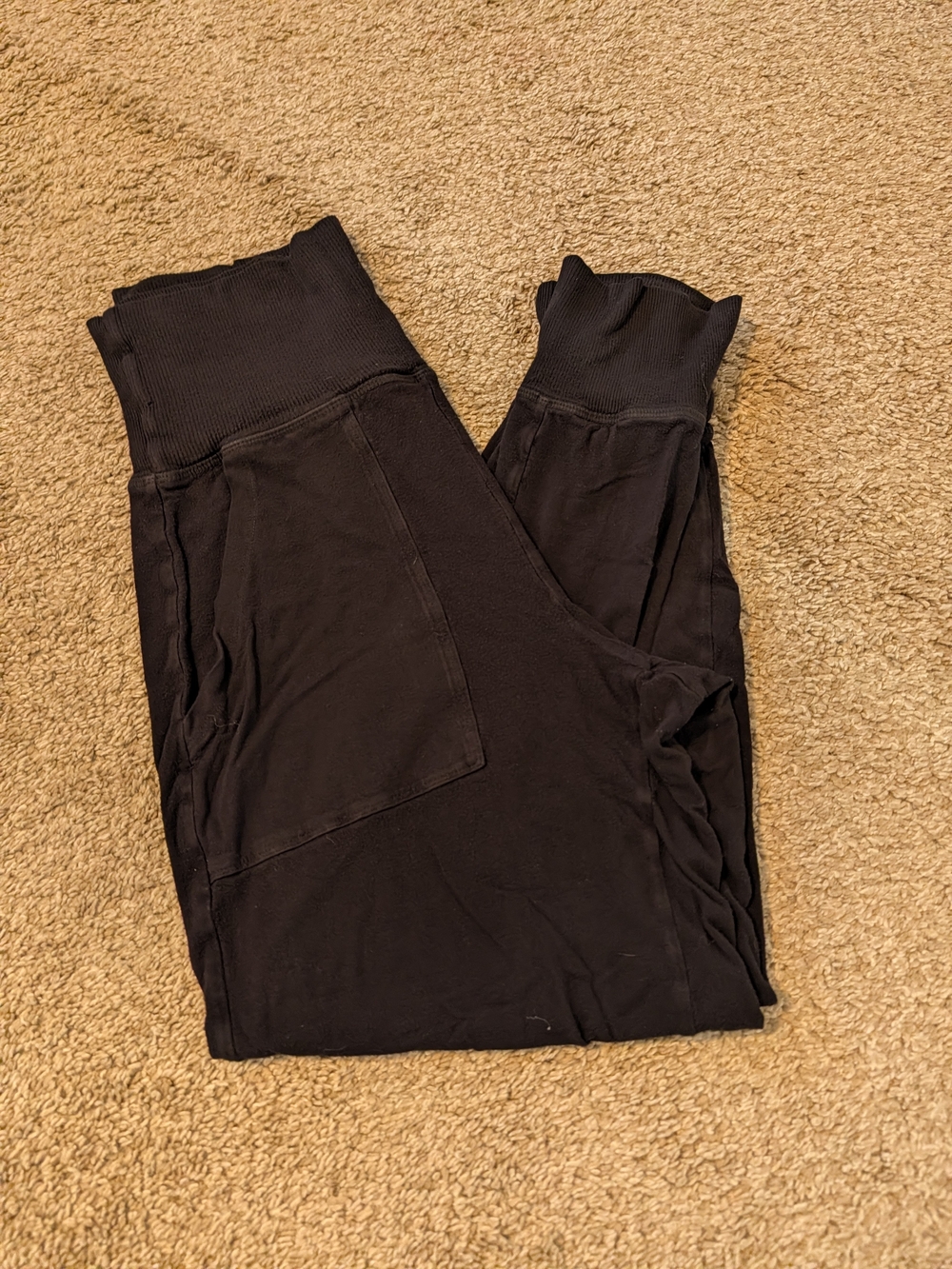 aerie Black Rib-Waist Track Joggers
